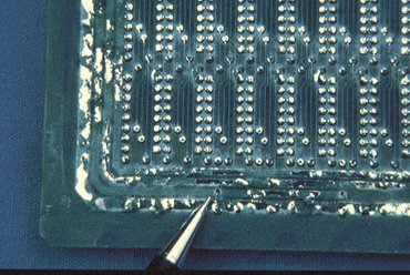 Figure 1: The resist lifting here is due to incorrect specification of the PCB Figure 1: The resist lifting here is due to incorrect specification of the PCB